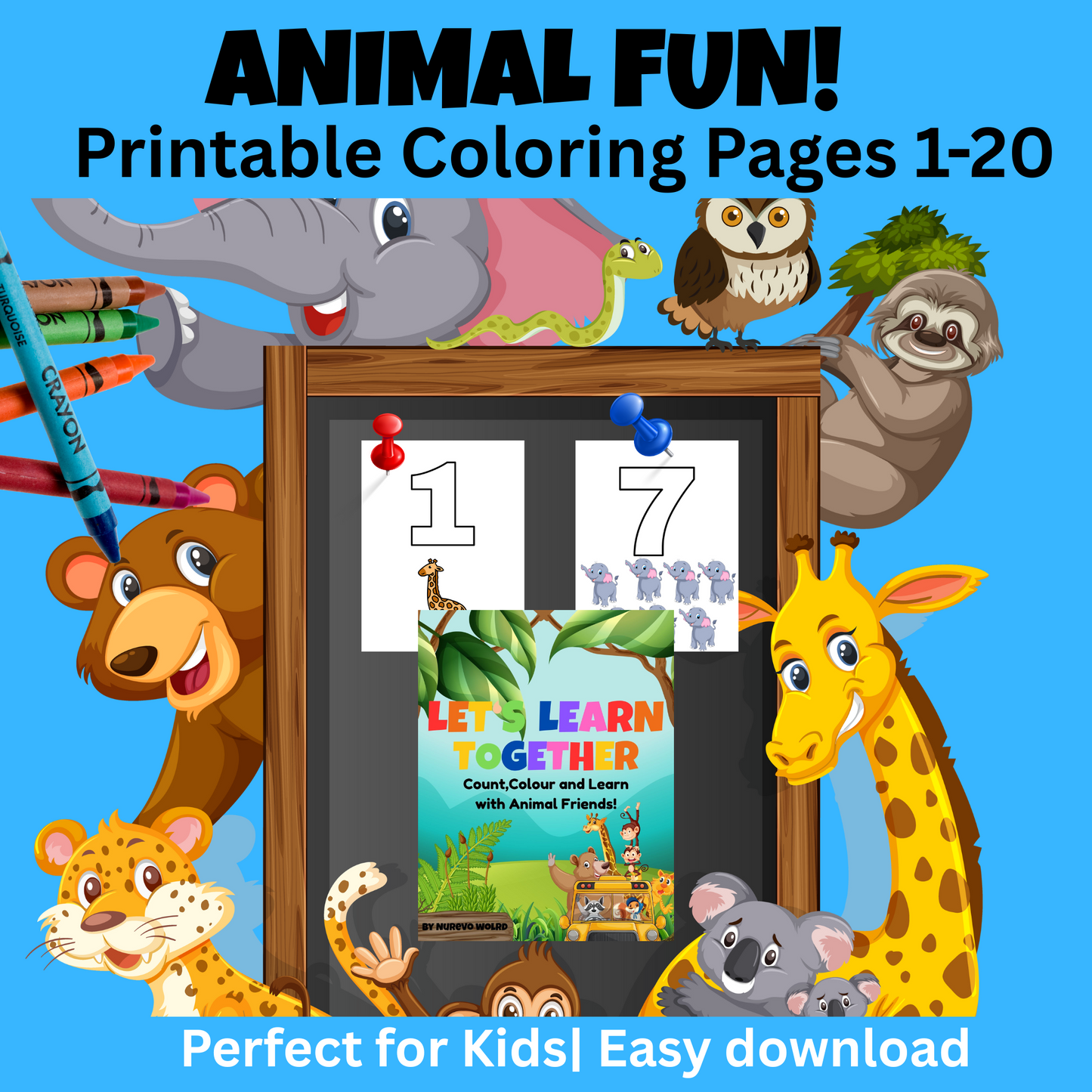 Animal Coloring Pages 1–20 | Fun Printable Kids Activity Sheets