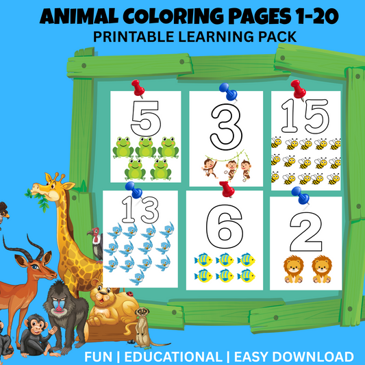 Animal Coloring Pages 1–20 | Fun Printable Kids Activity Sheets